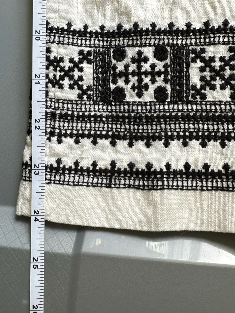 Zara Embroidered Linen Blend Wide Leg Pants US S Black White Boho